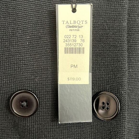 NWT Talbots size PM black button down jacket blazer sweater - Picture 2 of 4